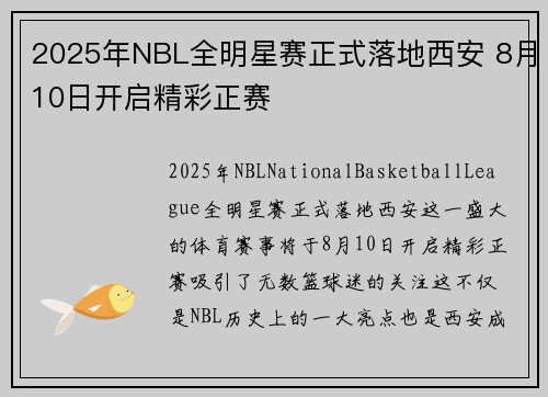 2025年NBL全明星赛正式落地西安 8月10日开启精彩正赛